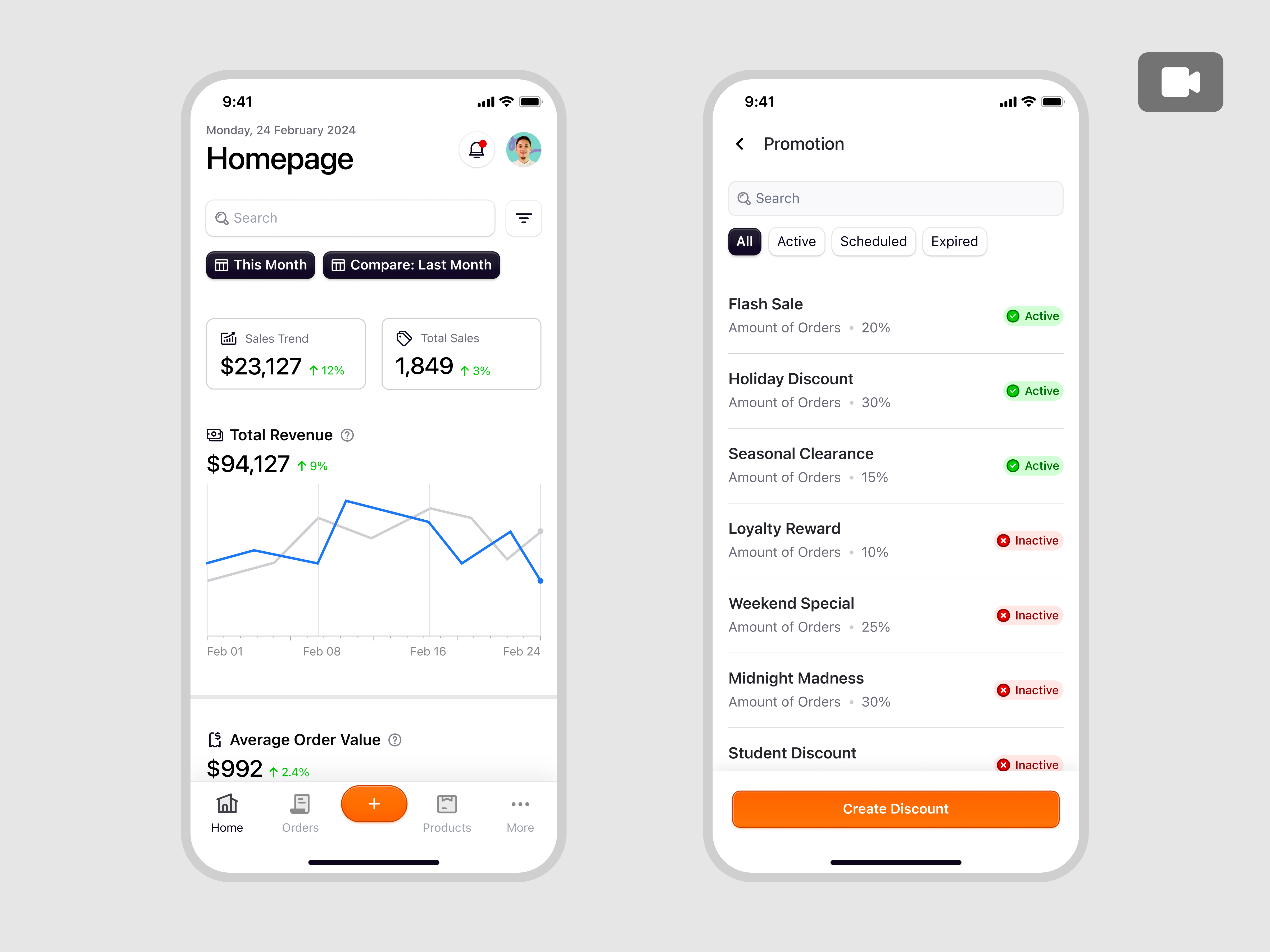 Ecomiq — Create Discount in Mobile SaaS E-commerce animation b2b branding crm customer management dashboard discount e commerce marketplace mobile app mobile design online store order management product design saas saas design ui ux web app web builder