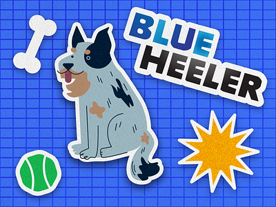 Blue Heeler Sticker Set adobe illustrator animal australia blue blue heeler bluey cartoon color cute design digital illustration dog grain graphic design illustration illustrator noise sticker texture vector