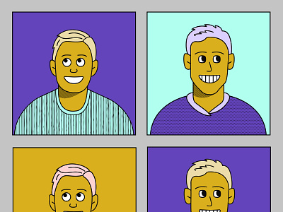 Illustrated retro characters avatar branding cartoon character graphic design icon illustrated illustration illustrator lego pattern profile purple retro texture thumbnail vector yellow