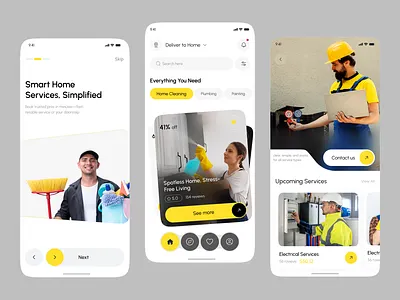 Cleaner Service Mobile App UI Design app design appointment booking app cleaning cleaningservice gradient home cleaning app home services mobile office online booking app plumber services prod uct design rvice provider app service serviceapp ui design