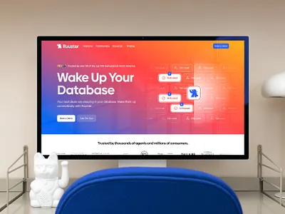 Ruuster website hero brand identity design energy motion landing page design logo mark design mascot logo design modern saas real estate branding rooster saas logo software branding startup logo tech logo ui design website hero website ui
