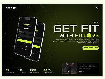 FitCore — Elevate Your Gym Experience with Smart SaaS Solutions aesthetic landing page design aesthtetic ui desing attractive hero page design clean website design fitness website design gym aesthetic ui design gym bold landing page design gym landing page design gym website design landing page design minimal landing page design minimal website design saas saas landing page design saas product minimal design stylish gym website design stylish website design ui uiux design website design