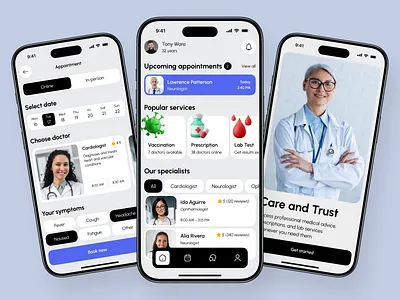 Healthcare Telemedicine Mobile App Design accessible design appointment calendar chatbot ui digital healthcare health tracker healthcare app healthtech mobile ios interface medical consultation medical software mobile app design mobile app ui modern app interface patient dashboard startup mvp development telemedicine platform