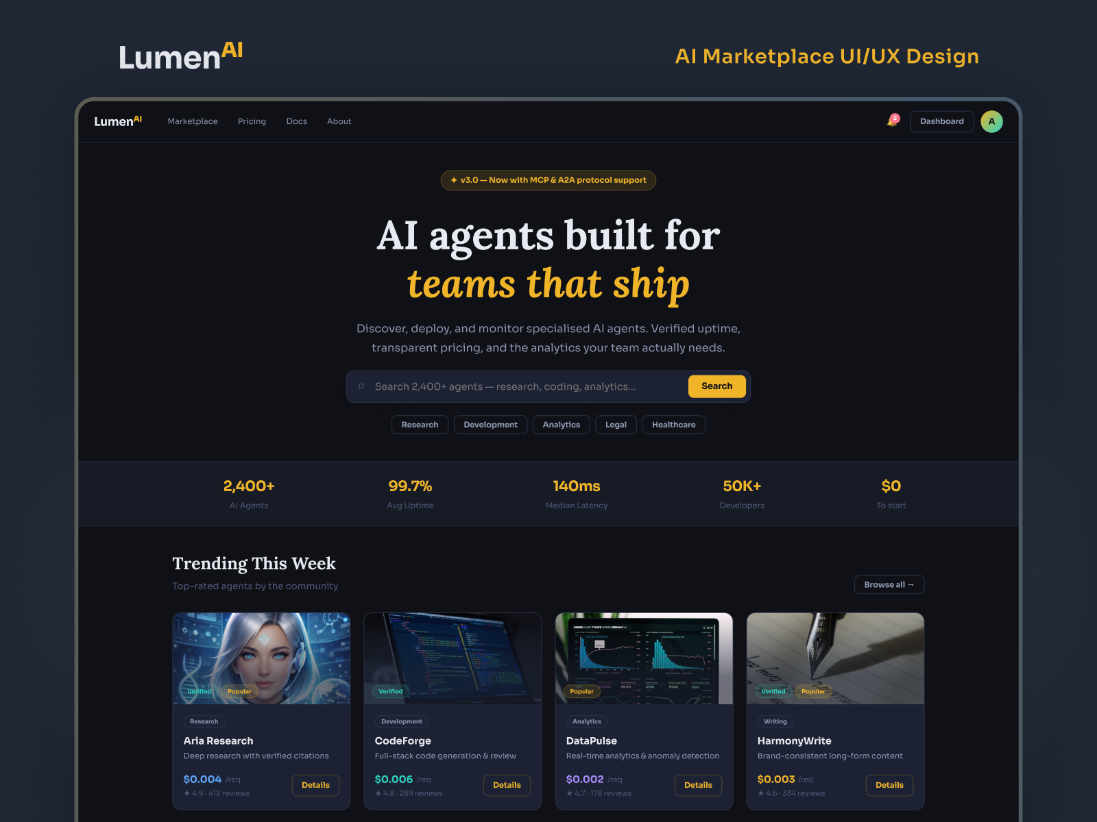 AI Agents Marketplace UI/UX Design
