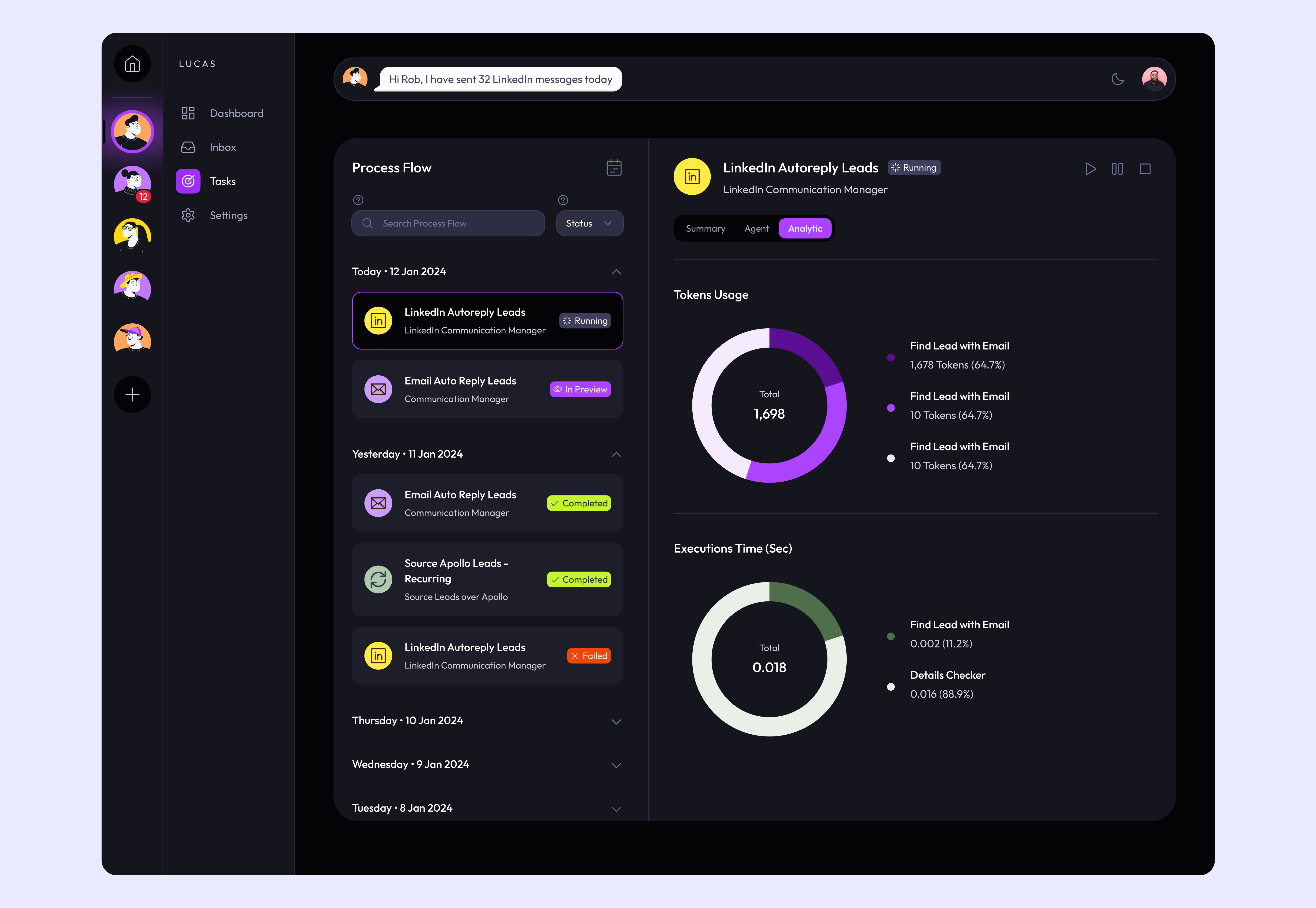 Wexa | Real-Time AI Agent Process Monitoring & Metrics agent ai aiagent aimonitoring analytics dataviz productdesign saasdesign uidesign wexa workflowautomation