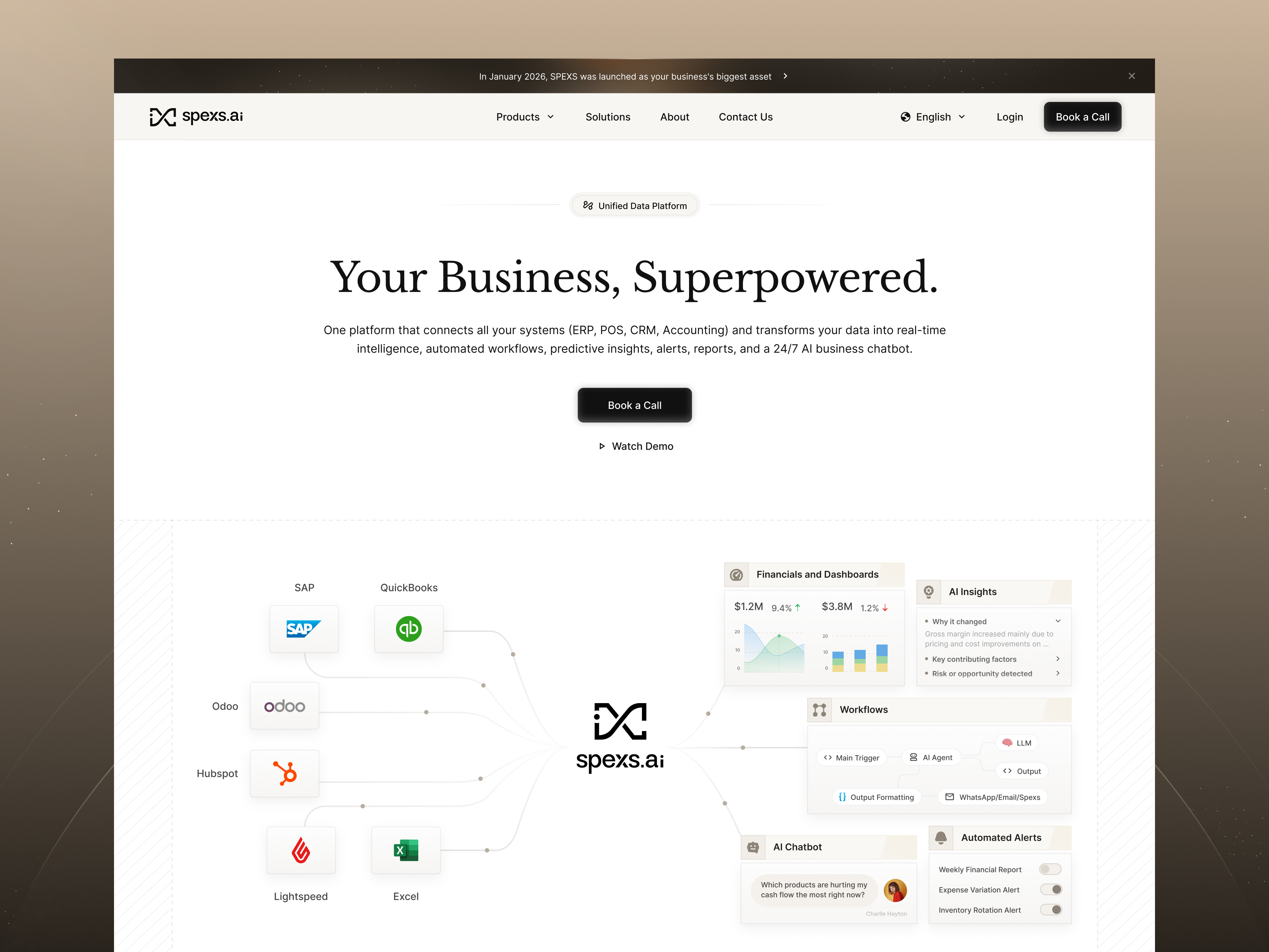 Spexs ai website design ai saas automation tools conversion design crm integration dashboard ui data platform erp system figma interaction design landing page design minimal design modern web design product design saas landing page startup website ui design ui ux ux design web design
