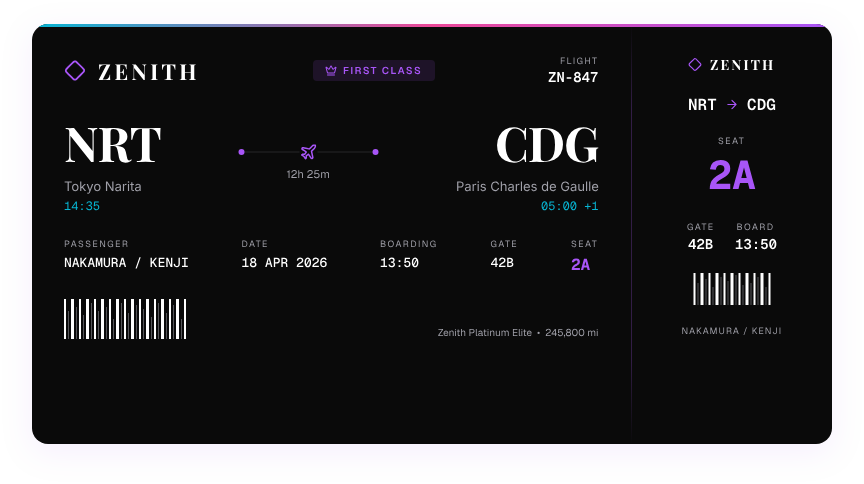 Daily UI Challenge #024 - Boarding Pass