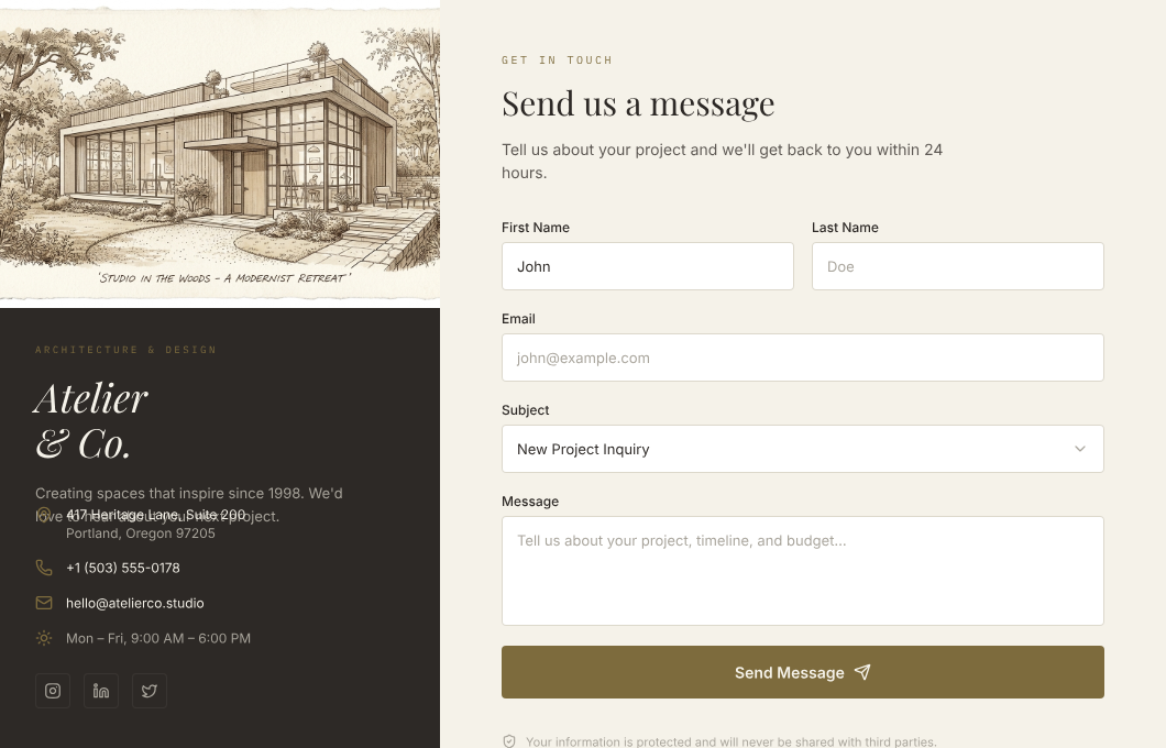 Daily UI Challenge #028 - Contact Page