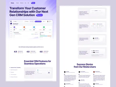 Relata — CRM SaaS Website UI UX Design agency website clean design crm dashboard crm design fintech ui landing page landing page design marketing website modern website panze studio saas website startup website ui ui design ui ux design web app web app design web design website design