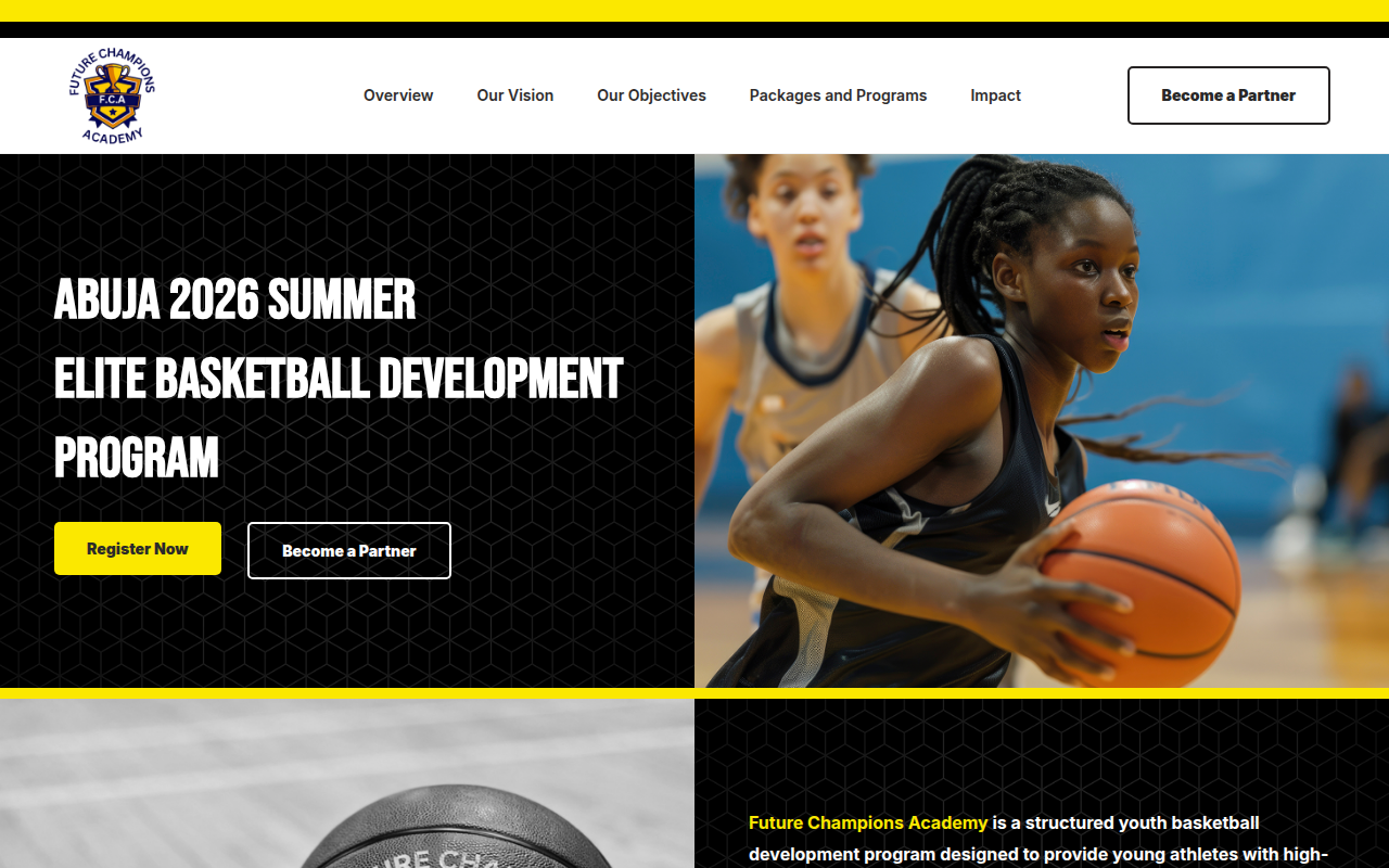 Future Champions Academy elementor ui wordpress
