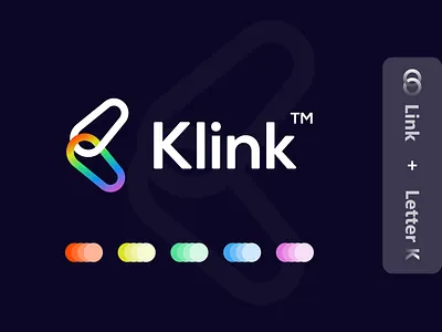 Letter K + Link Logo Concept ai blockchain branding chain connection crypto fintech gradient icon identity k link logo lettering link logo modern logo saas tech token wallet web3