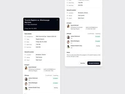 EDGE — Game Invitation & Official Scheduling calendar invite crm details event event details event invitatation game details game invite google calendar invitation officials officiating referee referee management schedule scheduling sports sports app stadium user management