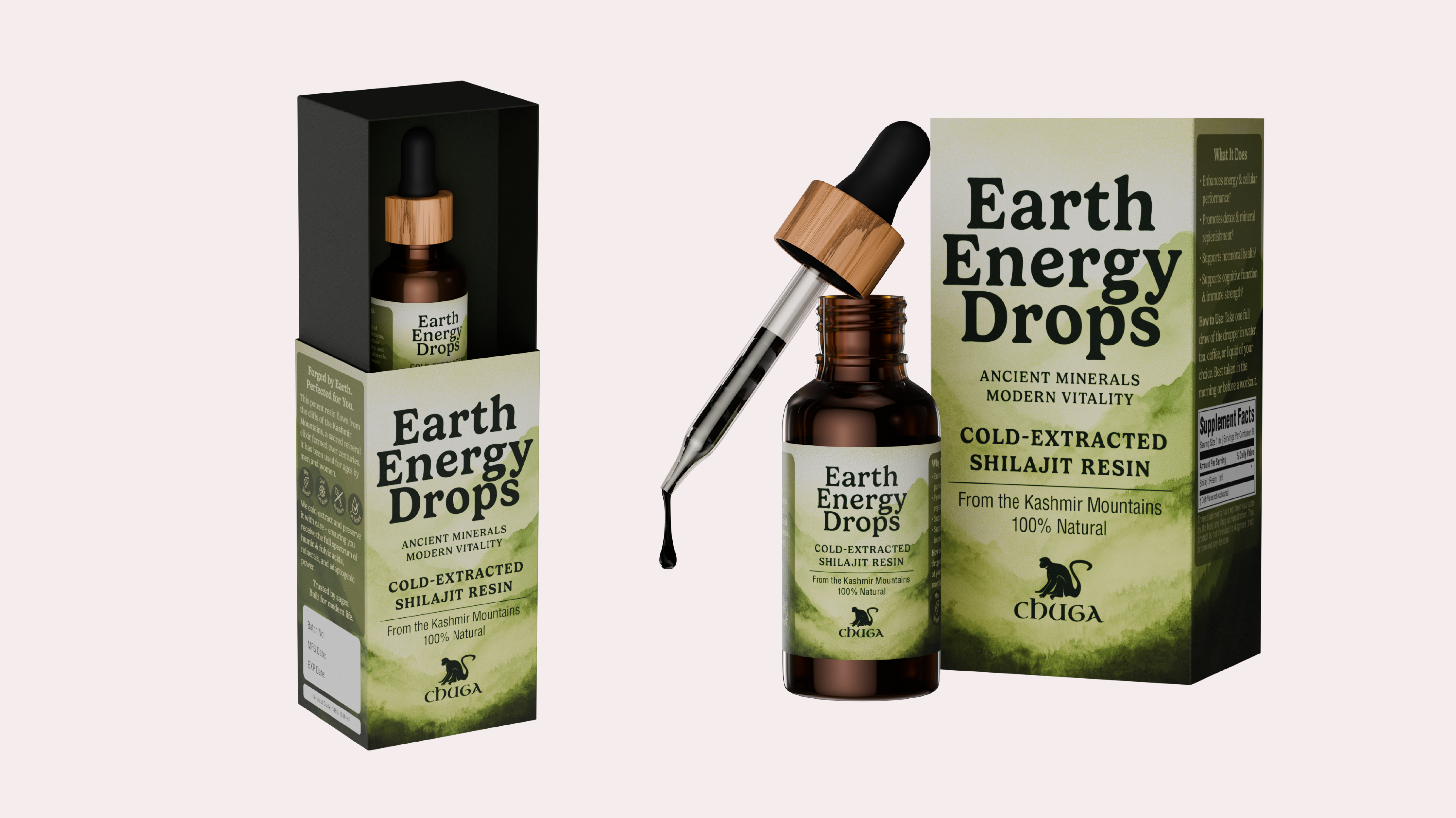 Earth Energy Drops - Packaging Design 3d herbal label label design natural packaging packaging design product design render supplement