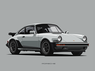 Porsche 911 Turbo bucket classic clean design flat illustration logo porsche racing retro slick vector
