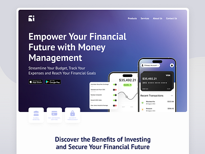 Revolutionizing finance with a sleek and intuitive UI design finance fintech investing marketing website product design services ui ux website