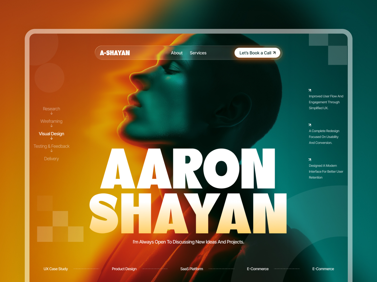 Aaron Shayan Digital Designer Portfolio Website Concept. agency app design creative designer developer website enterprenure free freelancer hero section home page landing page logo design personal portfolio portfolio saas website shopify techwitpro ui designer web website animation