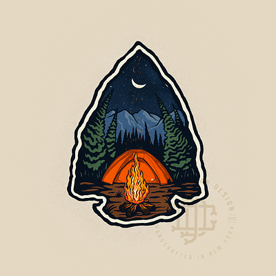 Under Native Skies Camping Illustration branding design illustration logo procreate