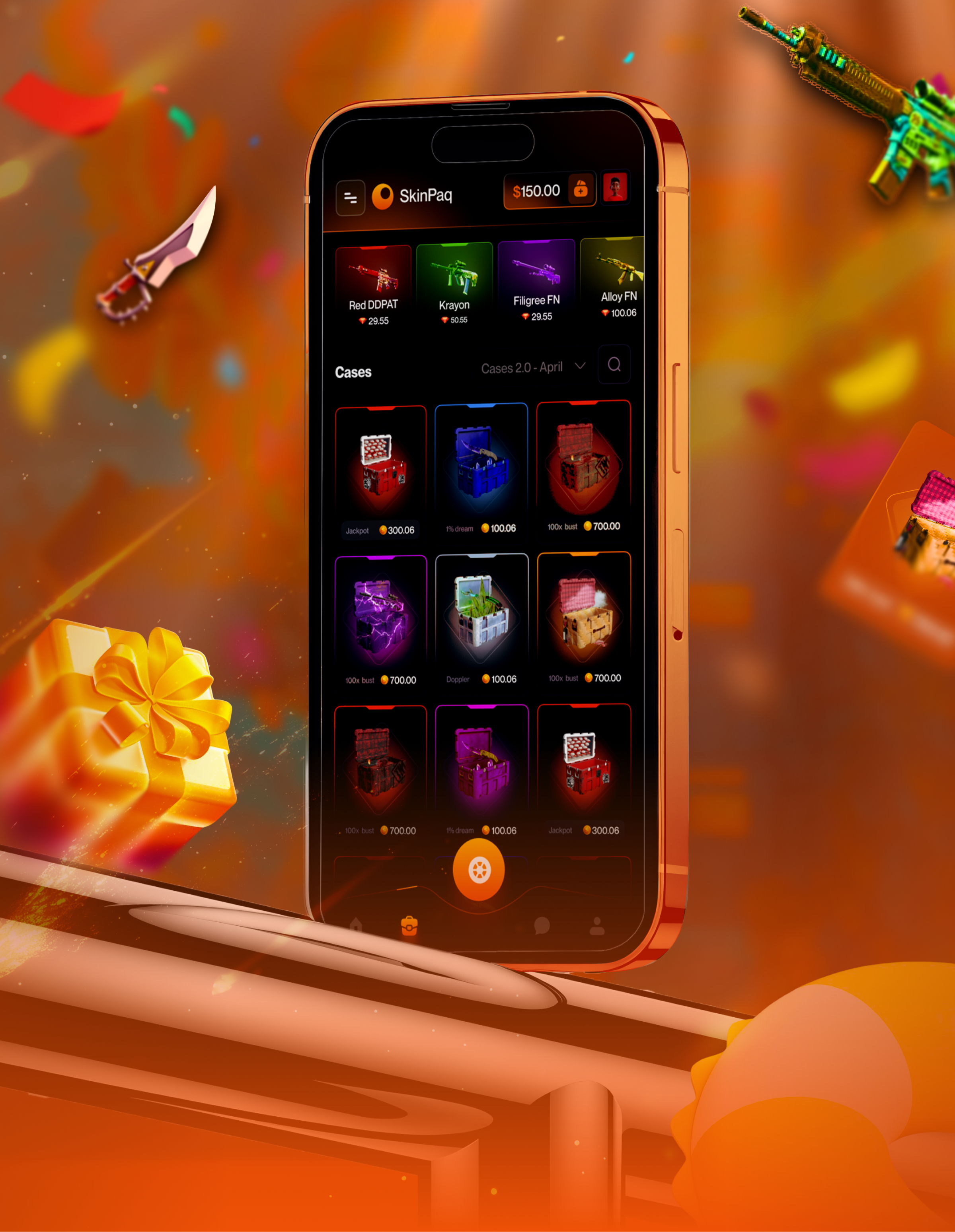 Open Cases - Casino case opening casino cs go gambling mobile online casino open case reward game reward gaming ui ux web