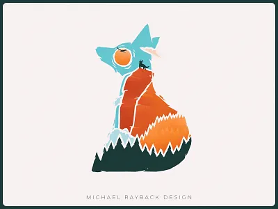 Fox Landscape Logo adventure animal branding canyon clipart forest fox graphic design hand drawn illustration landscape logo minimalistic mountain nature sun tree