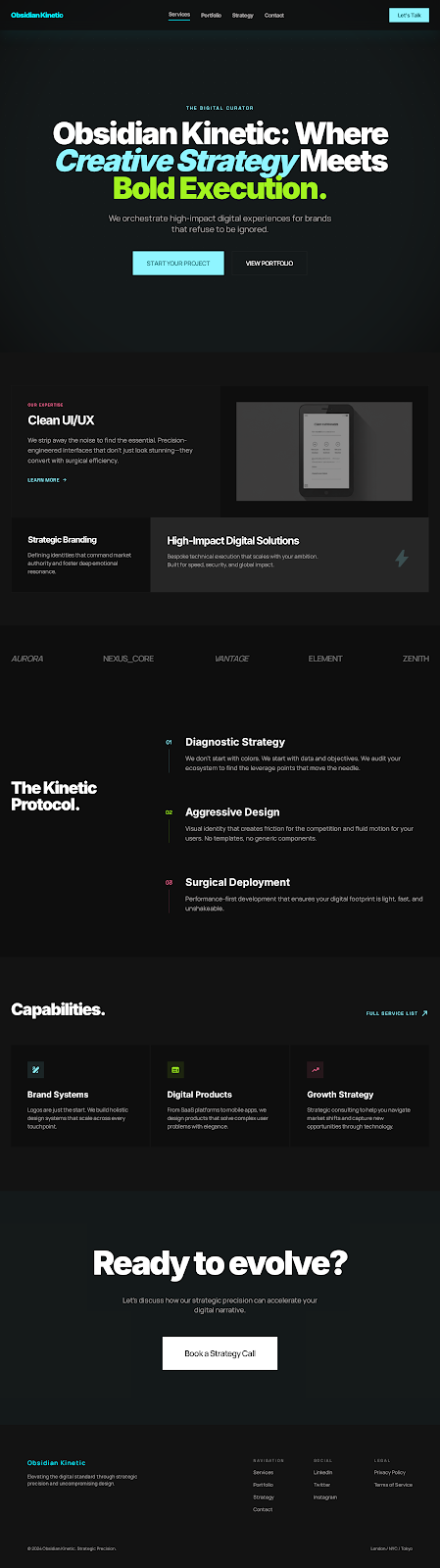 A modern UI/UX design crafted for ambitious businesses G Stich agency animation design good gsap illustration minimal modern need ui website