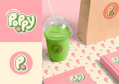 Sweet Things by Poppy Branding branding cafe cute design design graphic graphic design green handlettering logo logo design pink typography