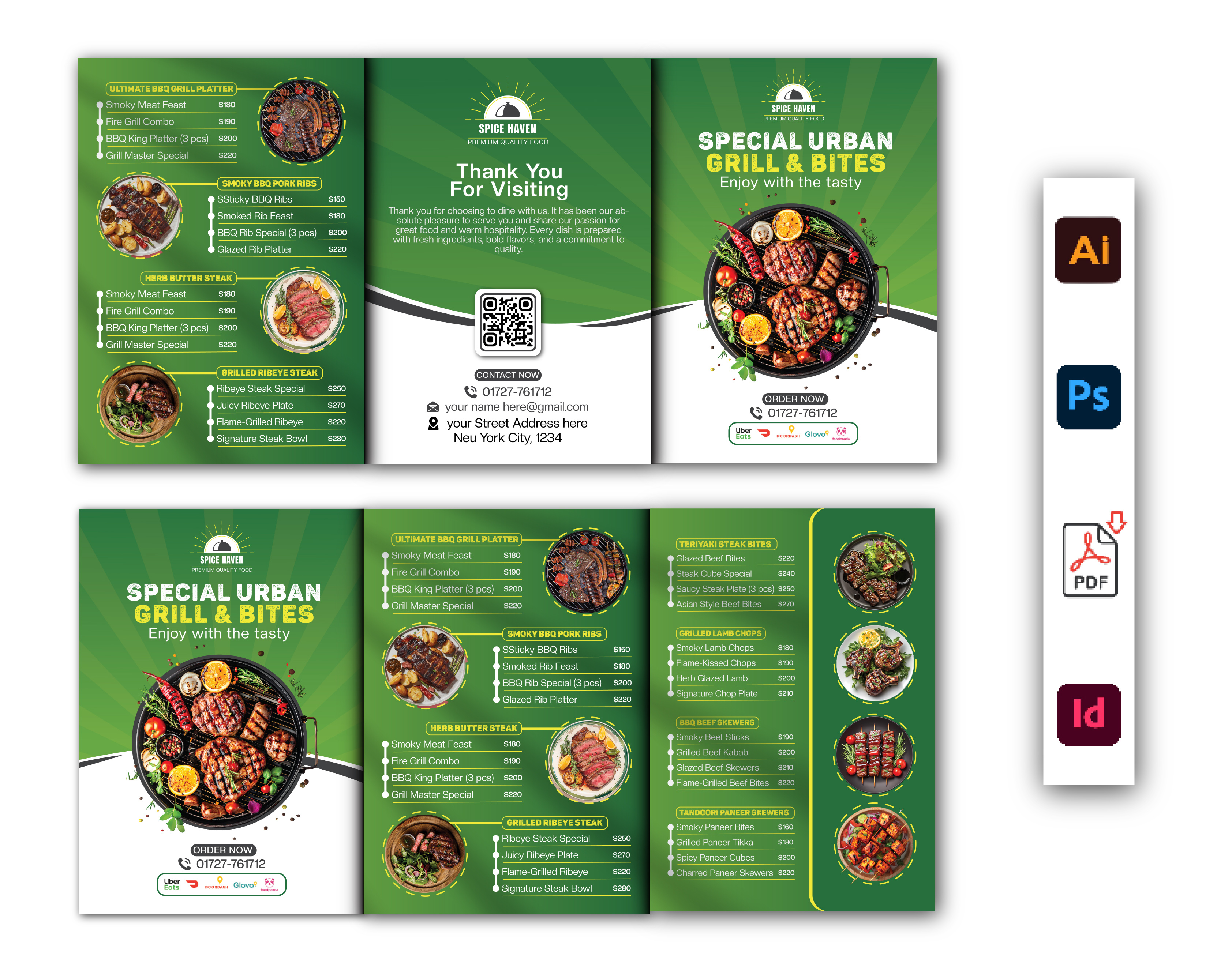 Bi-fold Food Menu Design Template by ASLAM AHMED on Dribbble