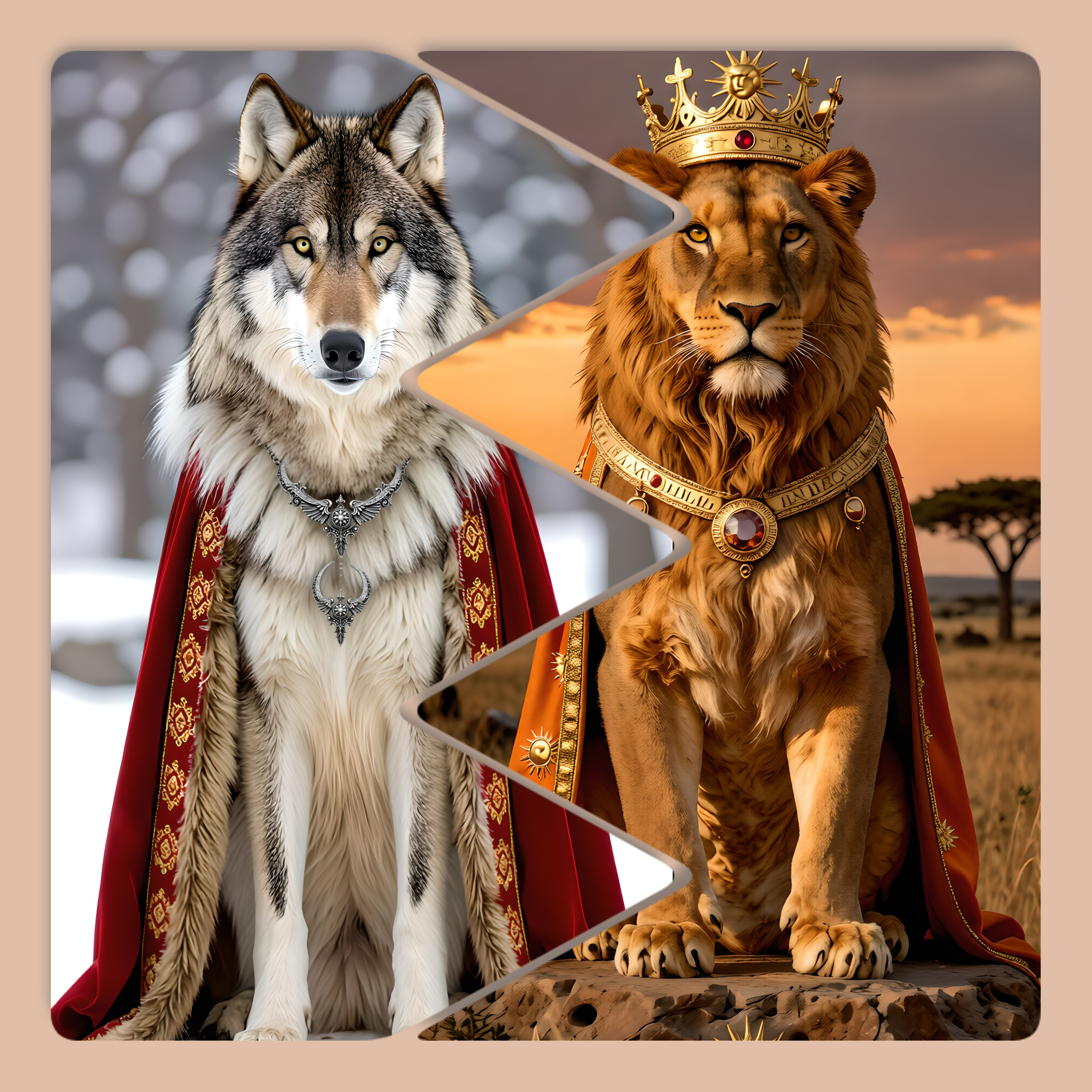 Seasonal Guardians — Wolf & Lion