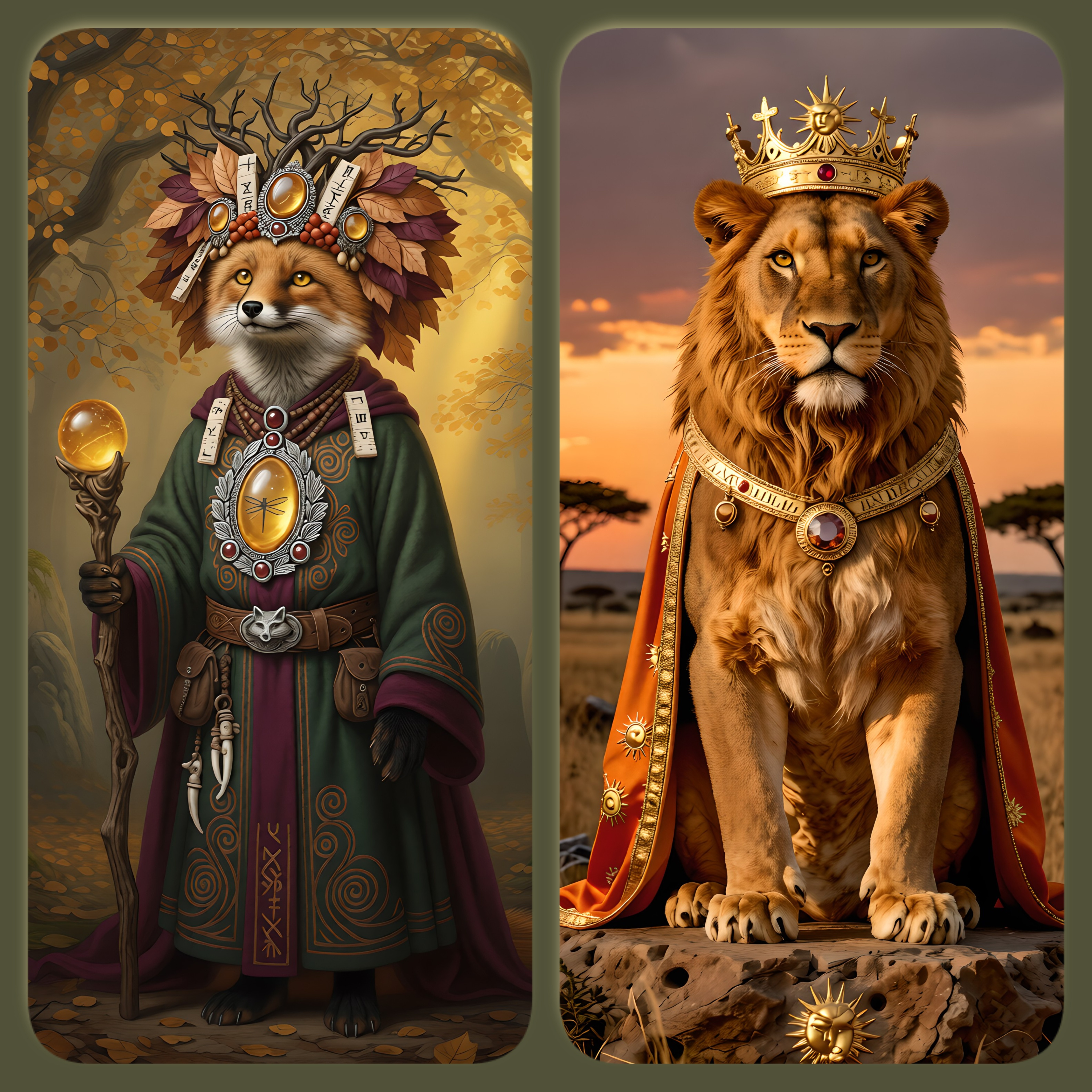 Seasonal Guardians — Fox & Lion