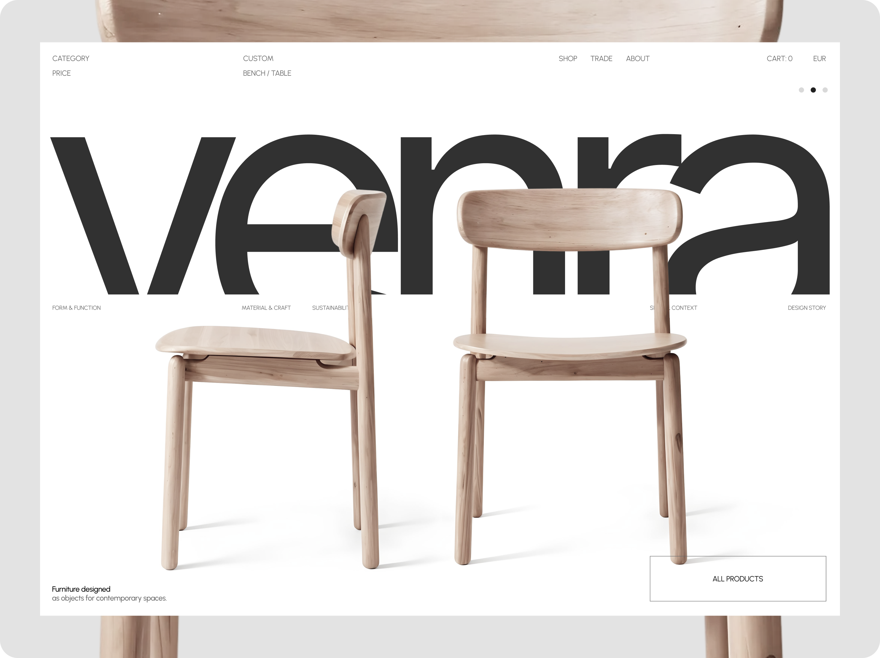 Holovetra| Furniture E-commerce Website animation e commerce furniture landing minimalism ui uidesign webdesign