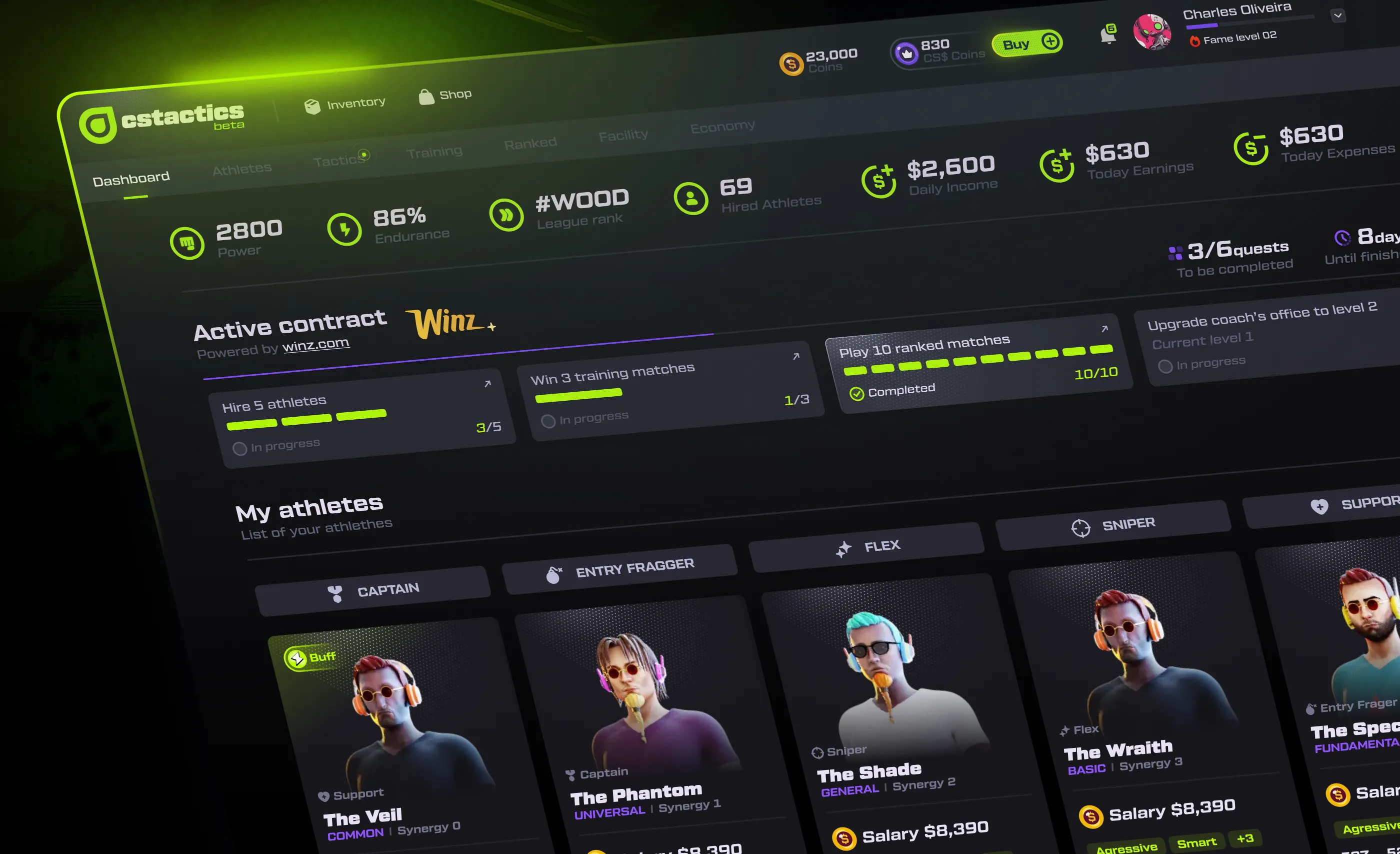Example of CS2 MANAGER GAME | GAMING WEBSITE