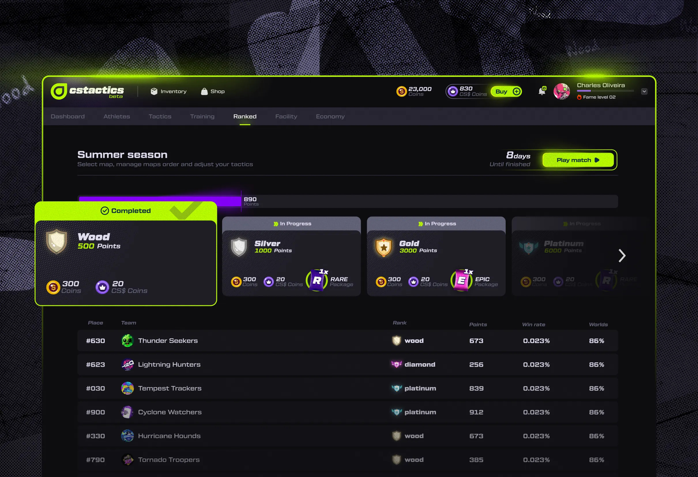 Example of GAMING PLATFORM | RANKED, LADDER, LEADERBOARD
