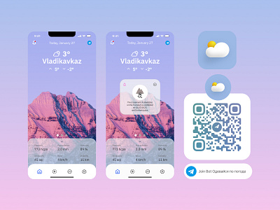 App Weather app bot branding design logo mobile telegram uiux weather