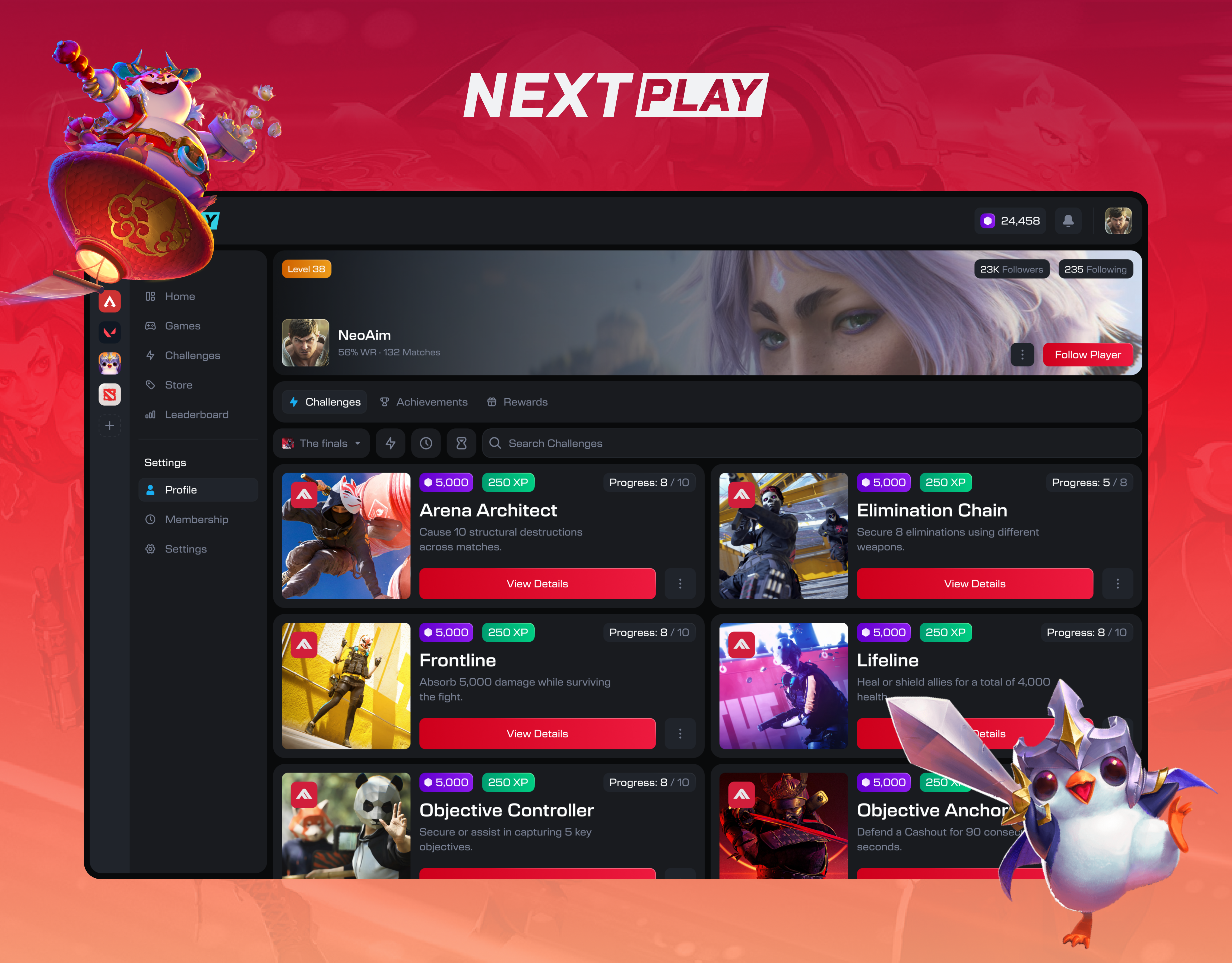 NEXTPLAY — Esports Player Profile & Challenges UI/UX Design
