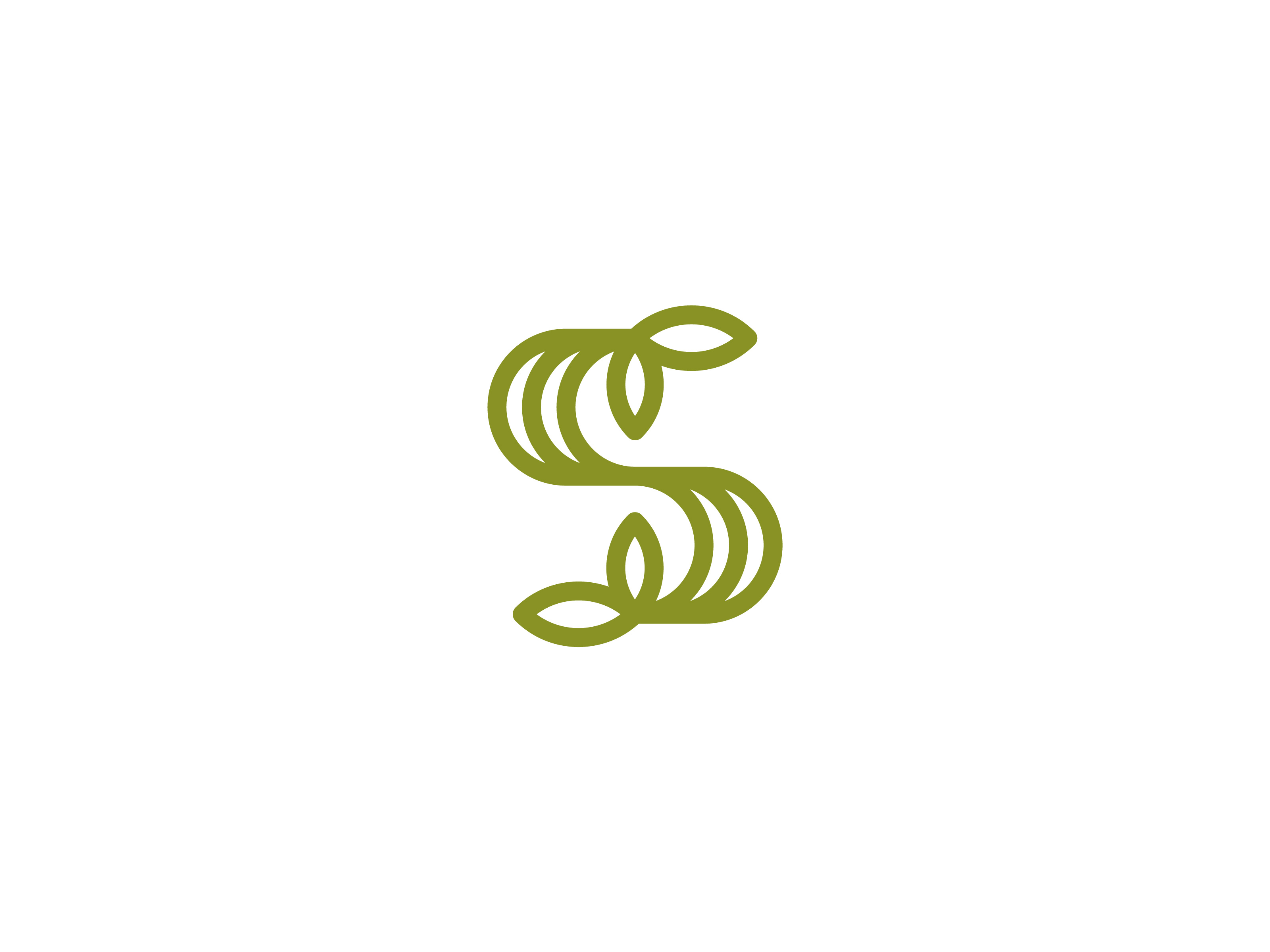 Nature Leaves Monoline S Letter Logo | Available for Purchase