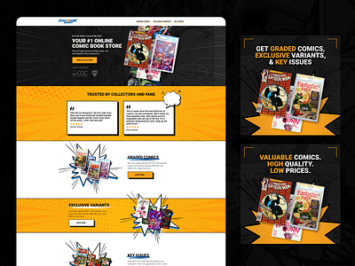 Landing Page & FB Ads // Comic Book Quest ad design branding design graphic design ui ux web design