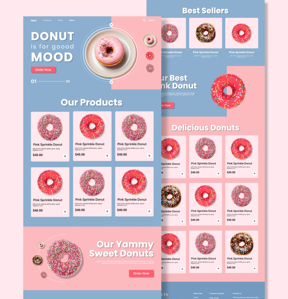 Donut E-commerce Website Design donut donut website donut website design e commerce website figma figma design figma website food website sweets sweets website ui ui ux design ui ux websiste ux webdesign website design