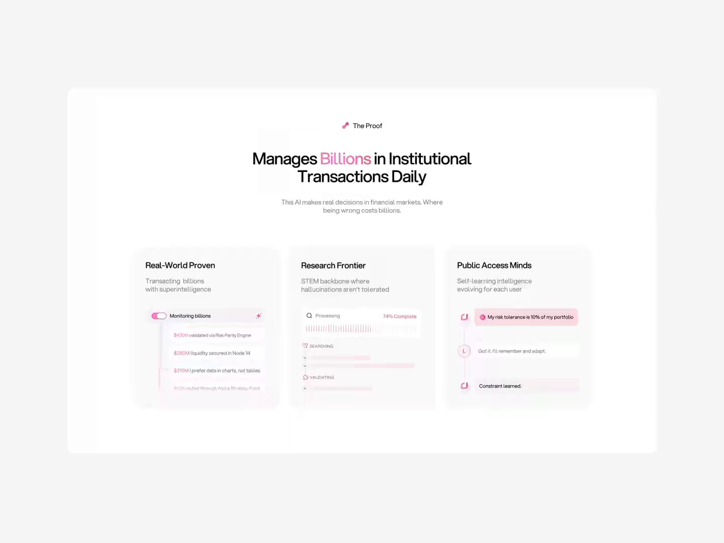 Example of Vertus AI - Superintelligence Page Design