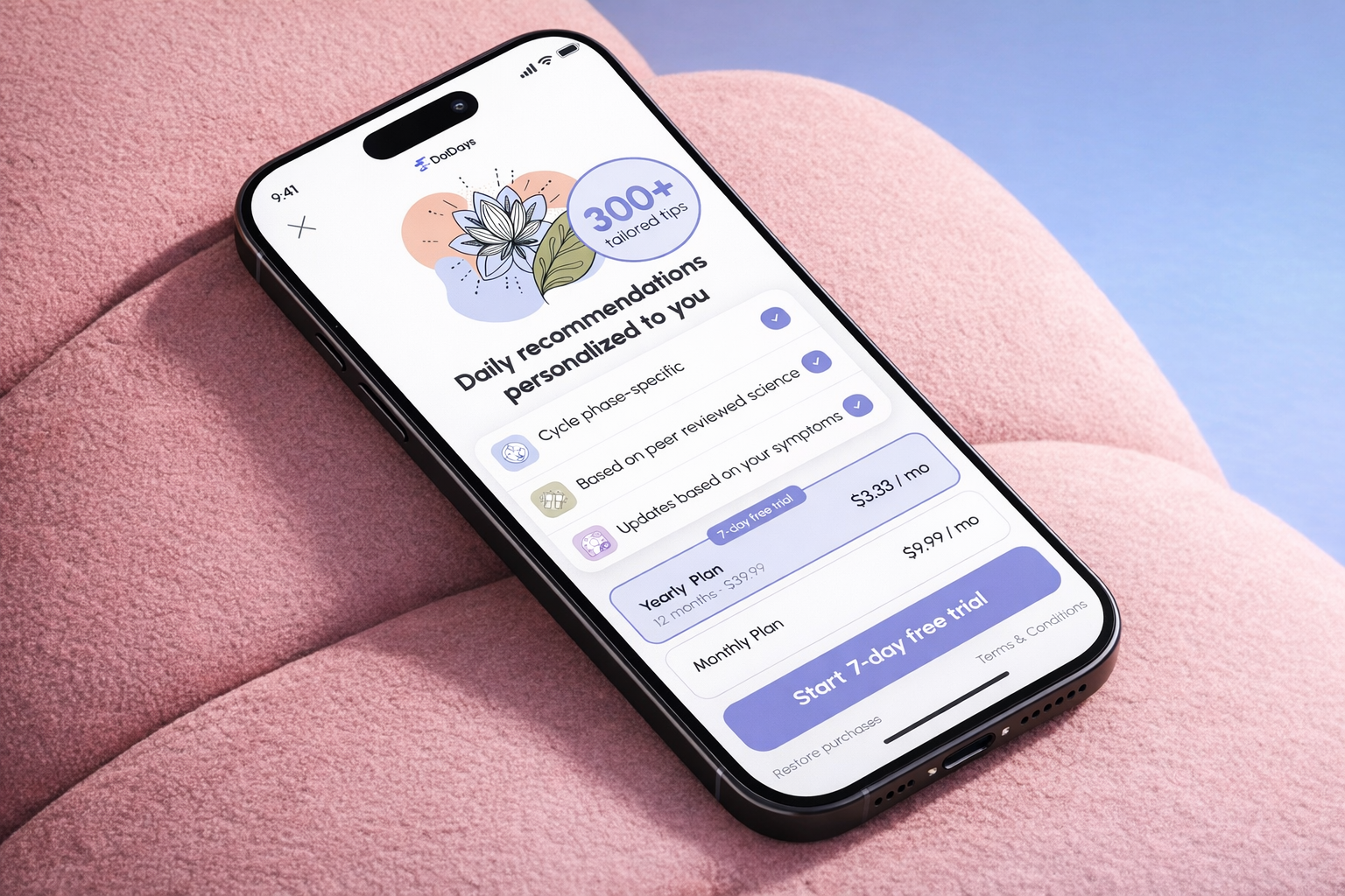 Mobile App Design UI UX Femtech Nutrition Paywall Design asol design best ios app cycle tracker femtech app figma growth design healthcare ui high converting ux iosapp mobile app design mobile ui nutrition app onboarding ux paywall retention subscription app ui uiuxdesign wellness app women health app
