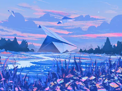 A Quiet Landing animation colorful digital drawing graphic design illustration landscape movie nature poster scenery travel