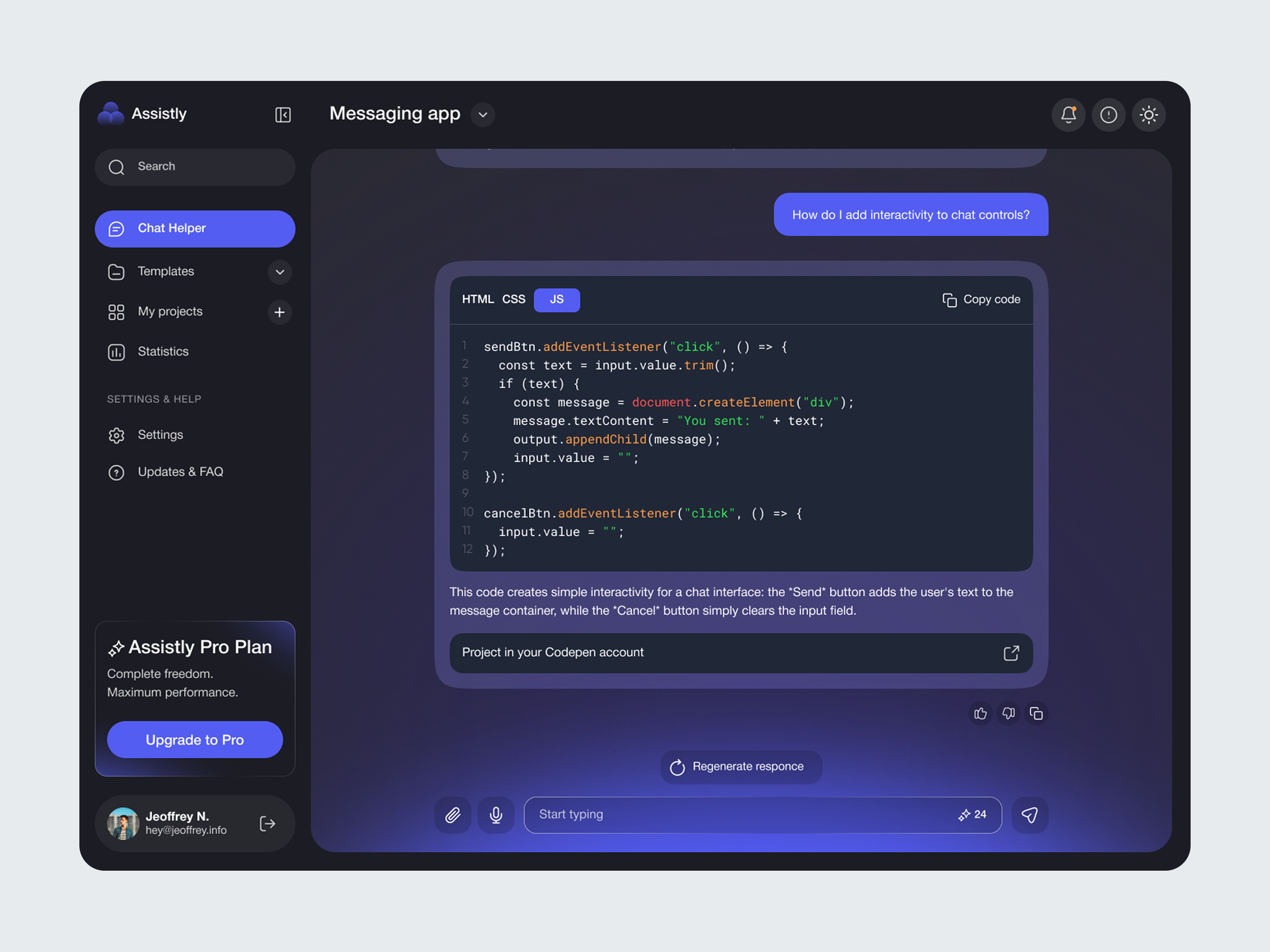 Customer Support AI Chatbot Interface Web Design
