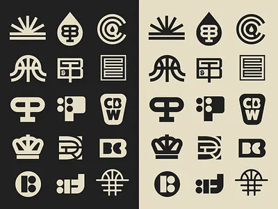 Logomarks Thick Elements basketball bookstore brewery icon logo monogram retro running thick lines
