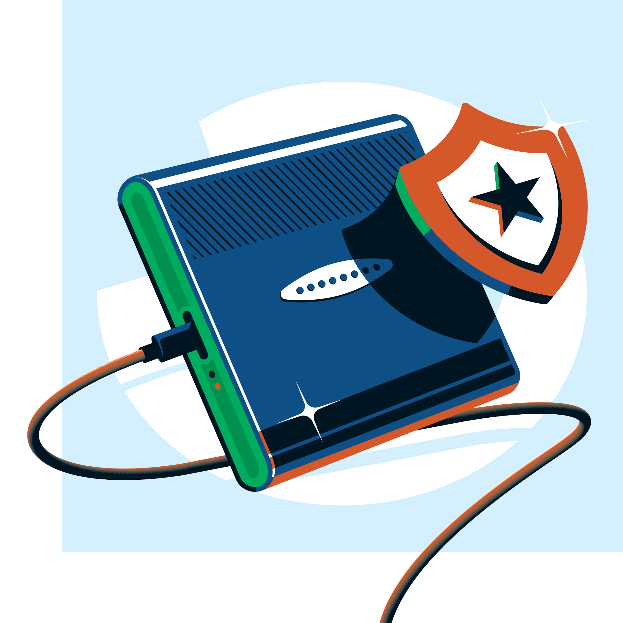 Why antivirus add-ons aren't worth it (Which? Tech) backup badge drive illustration protect tech