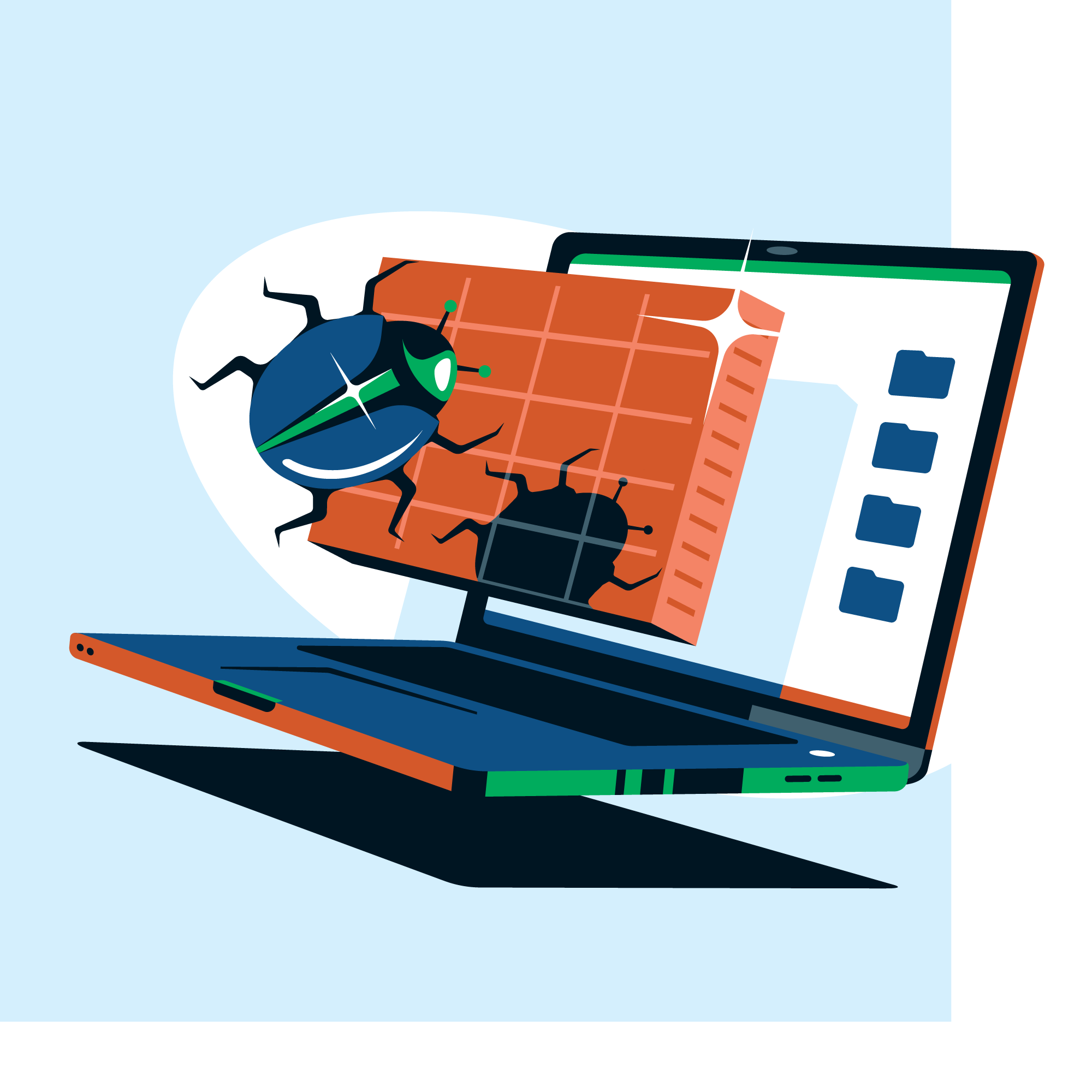 Why antivirus add-ons aren't worth it (Which? Tech) bug fire illustration laptop tech virus wall