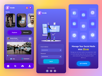 ZGrab Social Management UI Kit Under Designing app branding design ios app mobile apps social media apps ui user interface ux