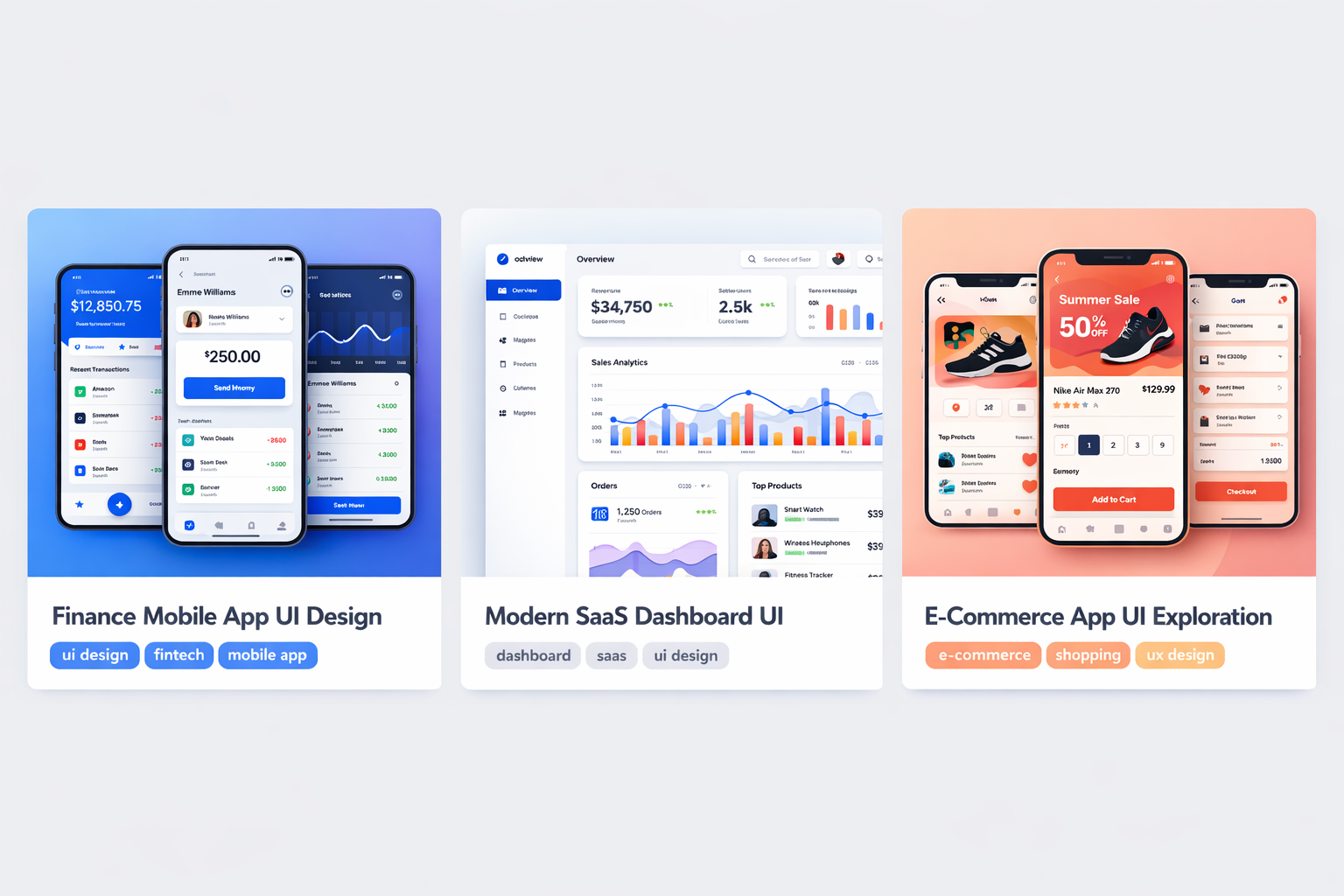 Example of UI/UX Dashboard & Website Designs