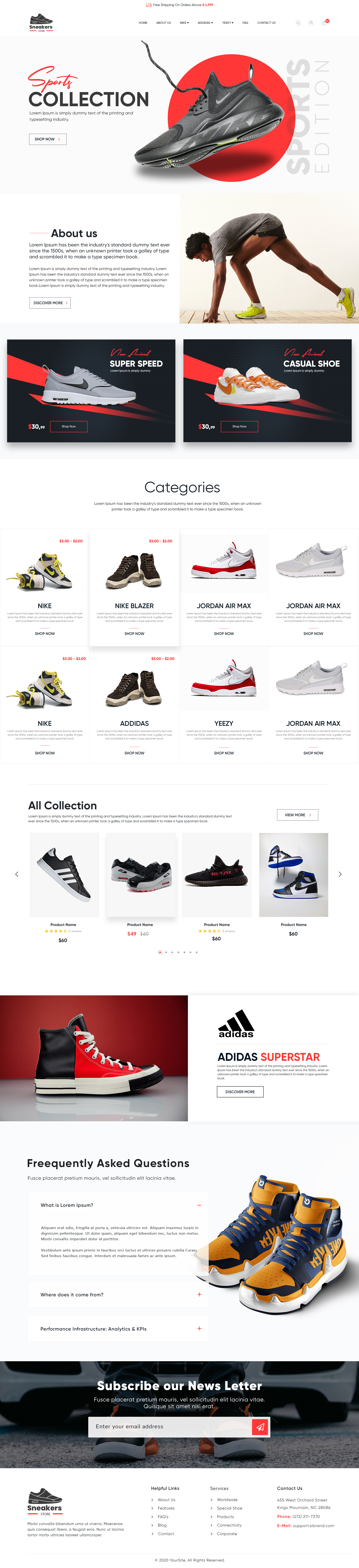 Shoes Website UI Design adobe xd business landing page corporate landing page figma landing page ui user experience user interface ux website design