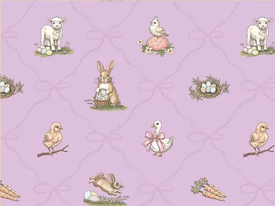 Easter Morning Meadow — Illustration & Pattern System branding bunny chick cute easter handdrawn holiday icon design icons illustrated illustration pattern illustration rabbit repeat pattern repeating retro spring surface pattern vintage