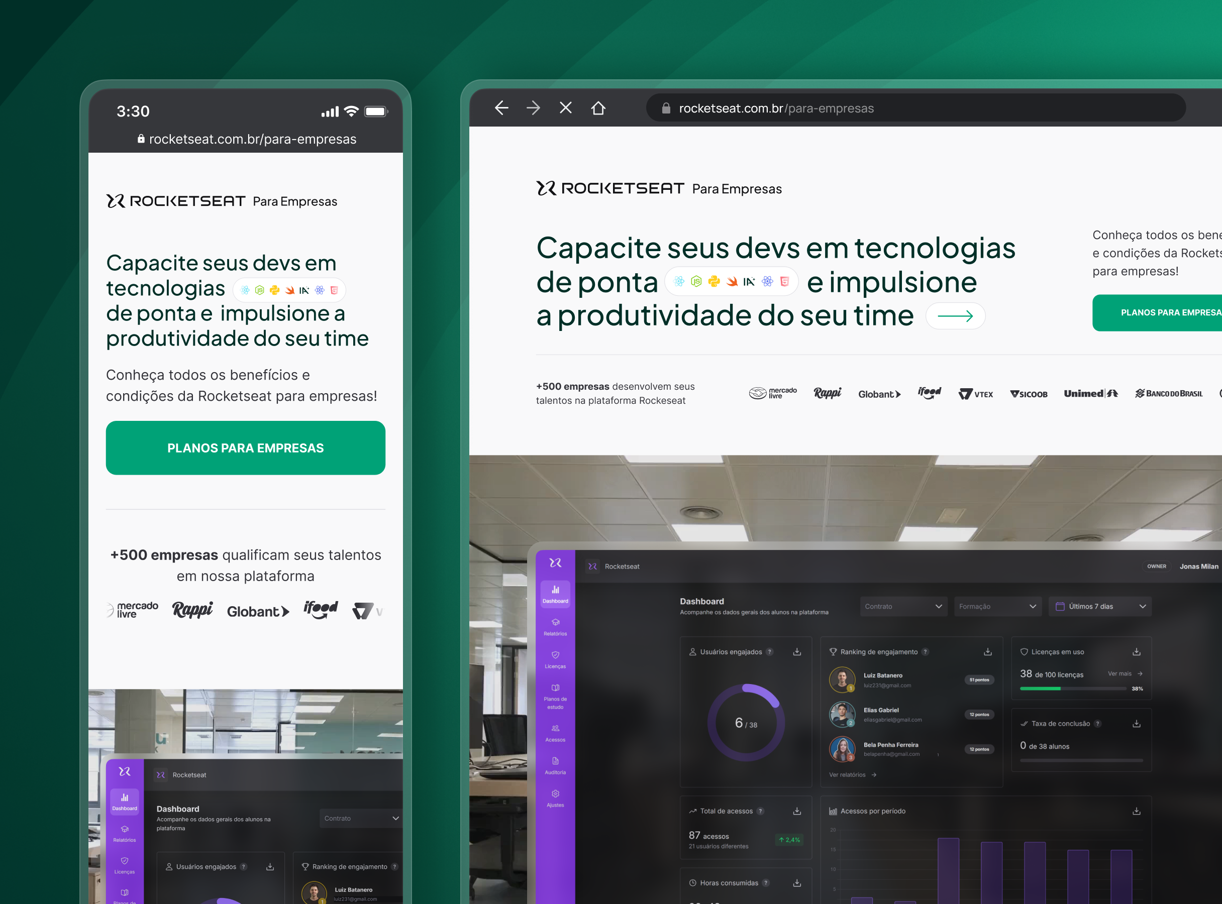 B2B Rocketseat ▪️ Landing Page b2b dark mode edtech education landing page learning platform uiux user experience user interface design