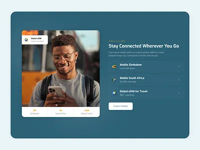 Dolphin Telecoms — Mobile & eSIM Section b2b clean ui corporate dashboard figma landign page minimal mobile app product design saas telecom ui design ux design web design webflow