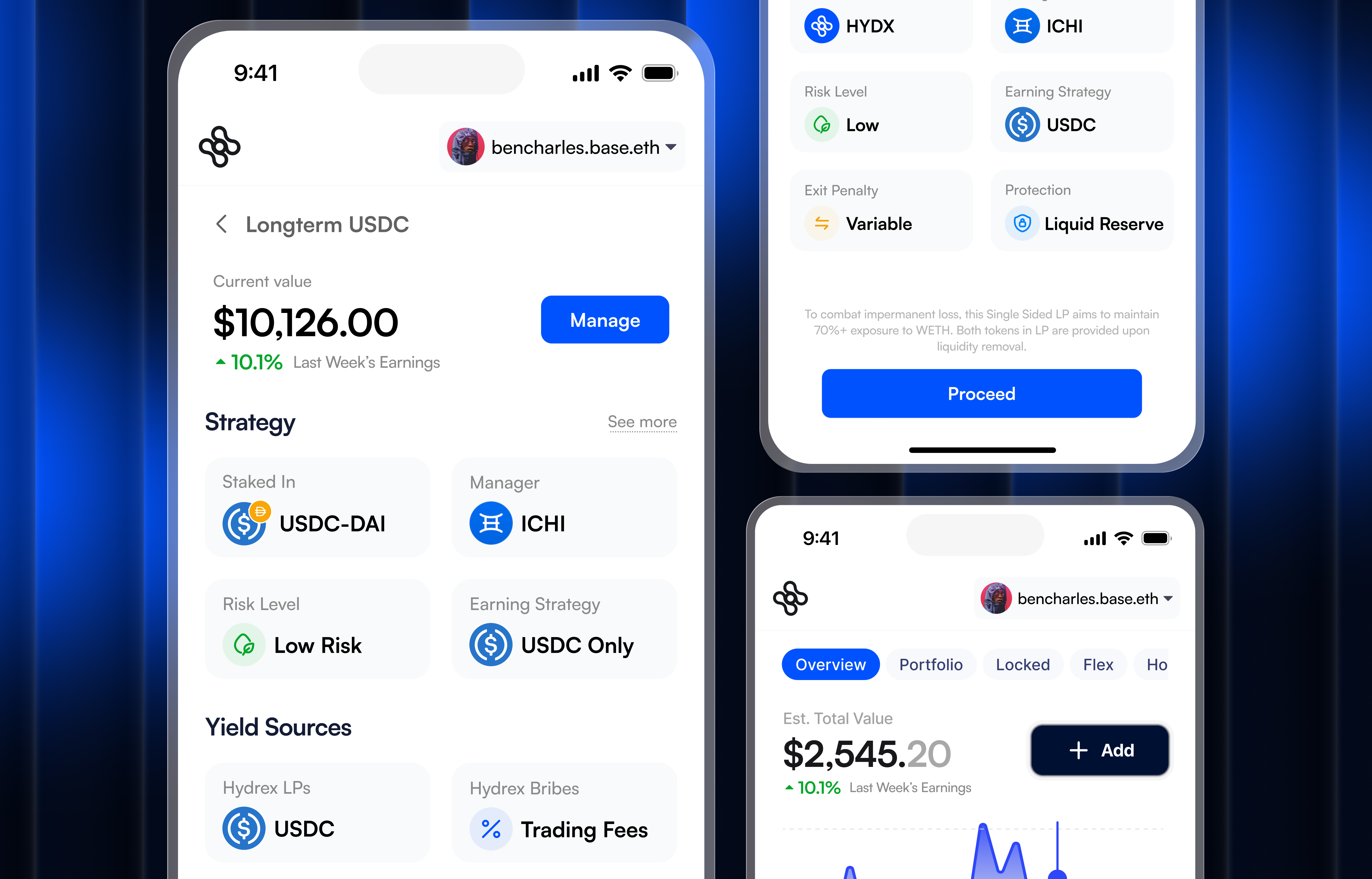 HydrexFi Liquidity Hub blockchain crypto dapp defi mobile app ui web3